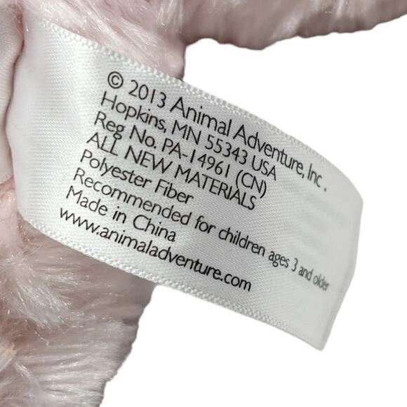 Animal Adventure Plush Bunny 9" Pink Stuffed Animal Floral Bow Security Lovey - Picture 7 of 7